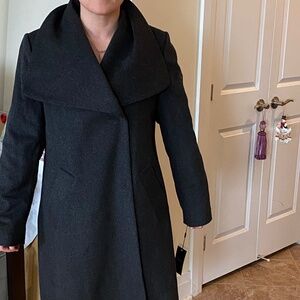 Jeanne Beker Charcoal Full Length Wool Coat New With Tags Size 14